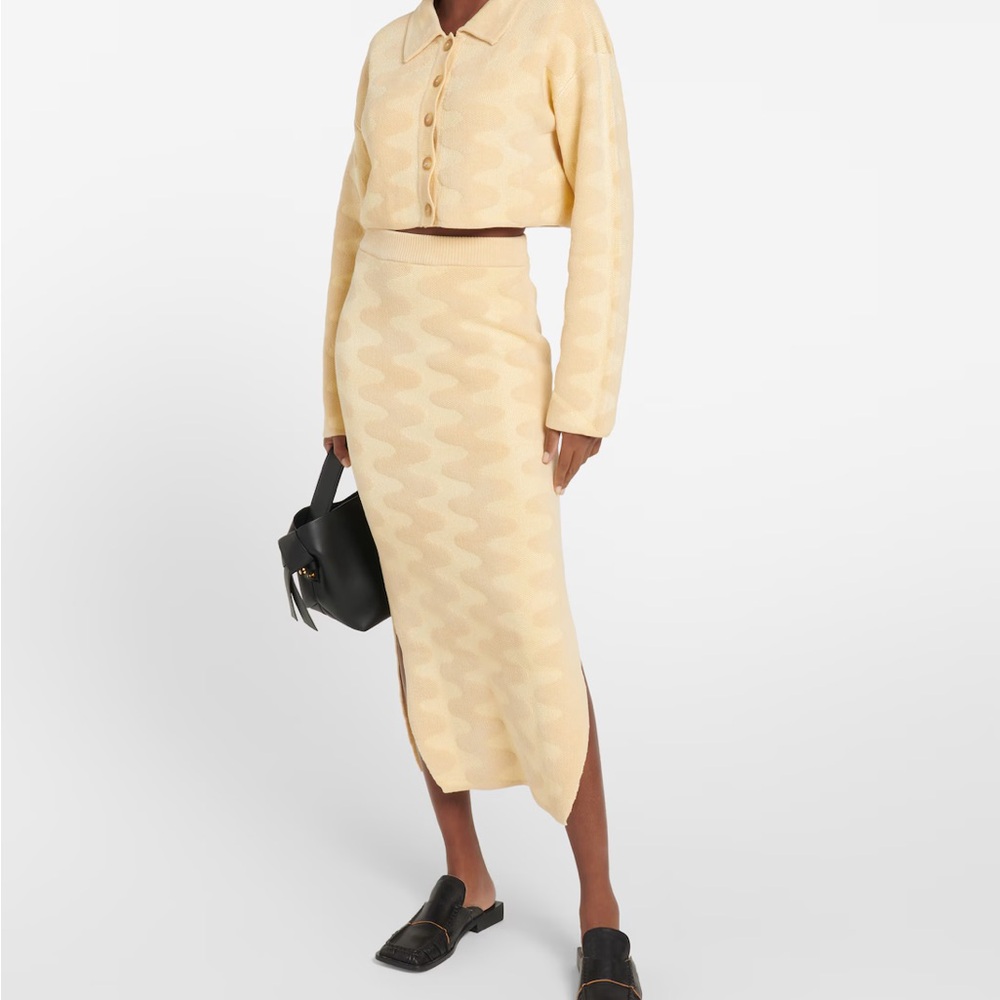 🔖NWT Nanushka Bria Creme Tubular Jacquard Mid Length Skirt - Picture 2 of 13